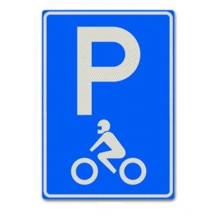 VERKEERSBORD E08M PARKEERGELEGENHEID MOTORFIETSEN